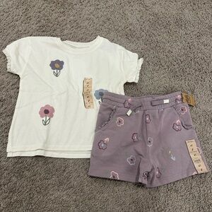 Zara Kids Matching Set - White and Purple Floral